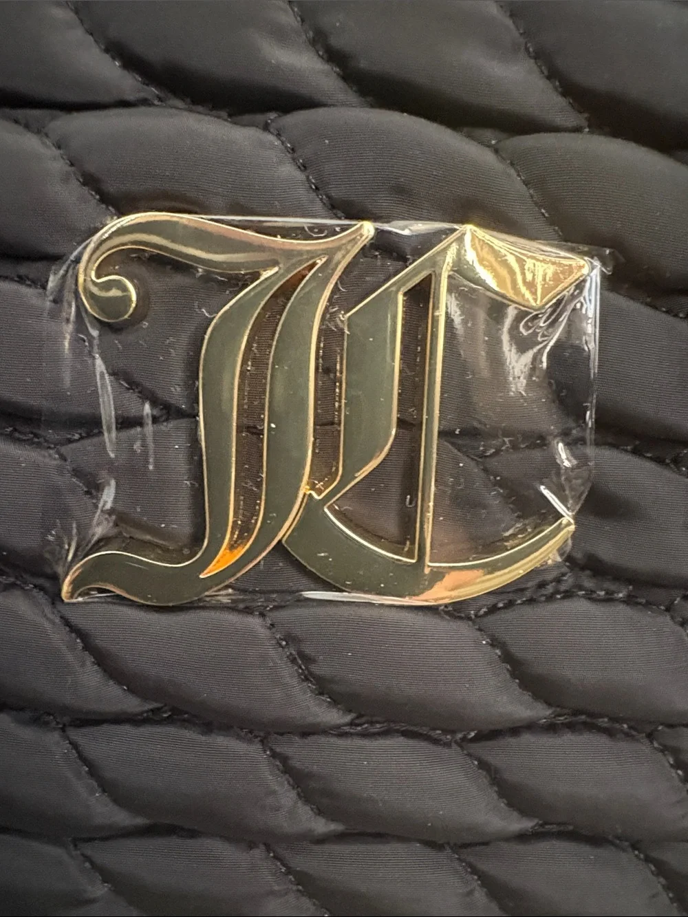 Juicy Couture Black Quilted Cosmetic Bag with Gold Hardware